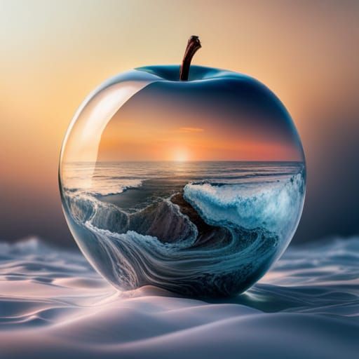 Stormy Sea Reflected in Glass Apple
