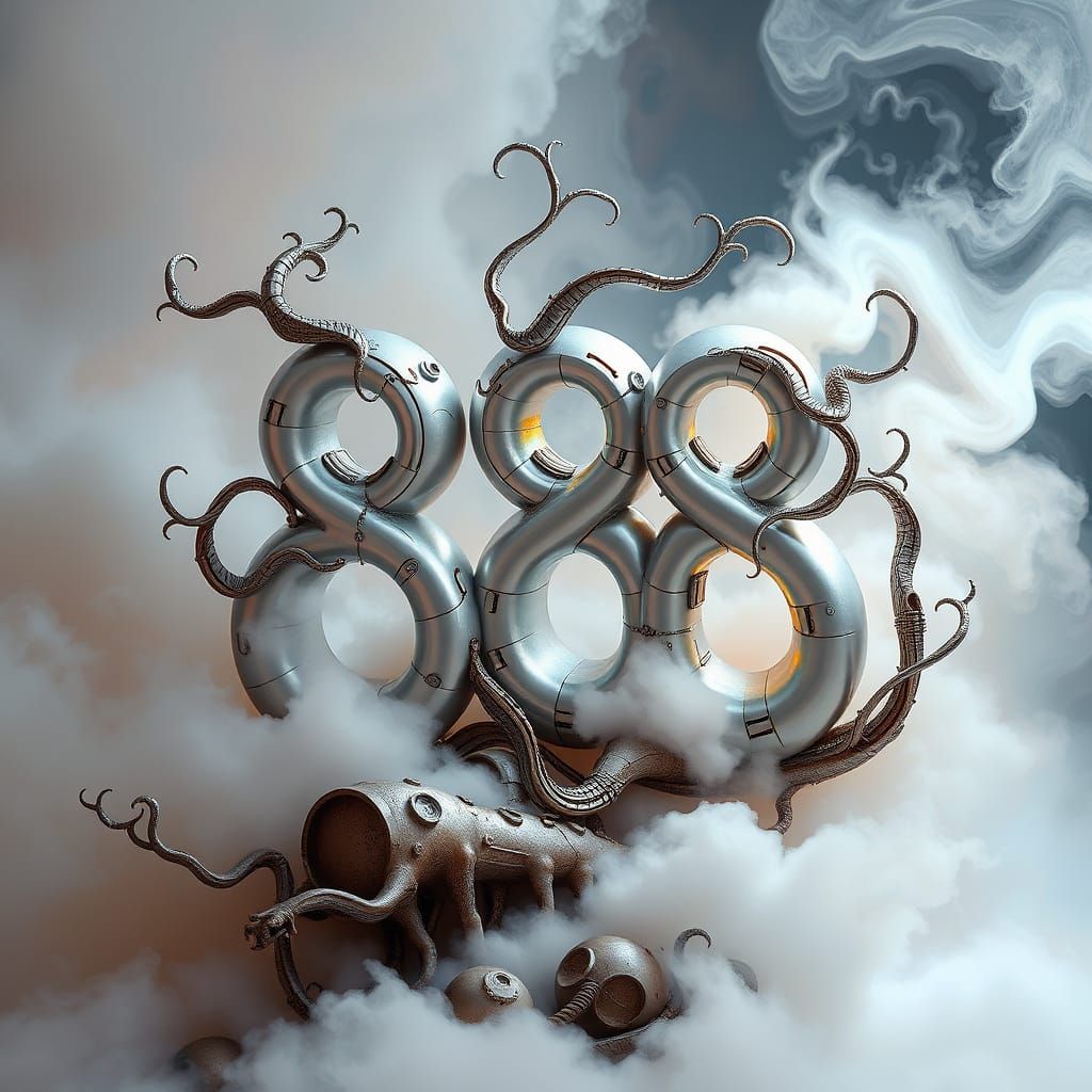 Ethereal Surrealist Sculpture of Interconnected Triangles