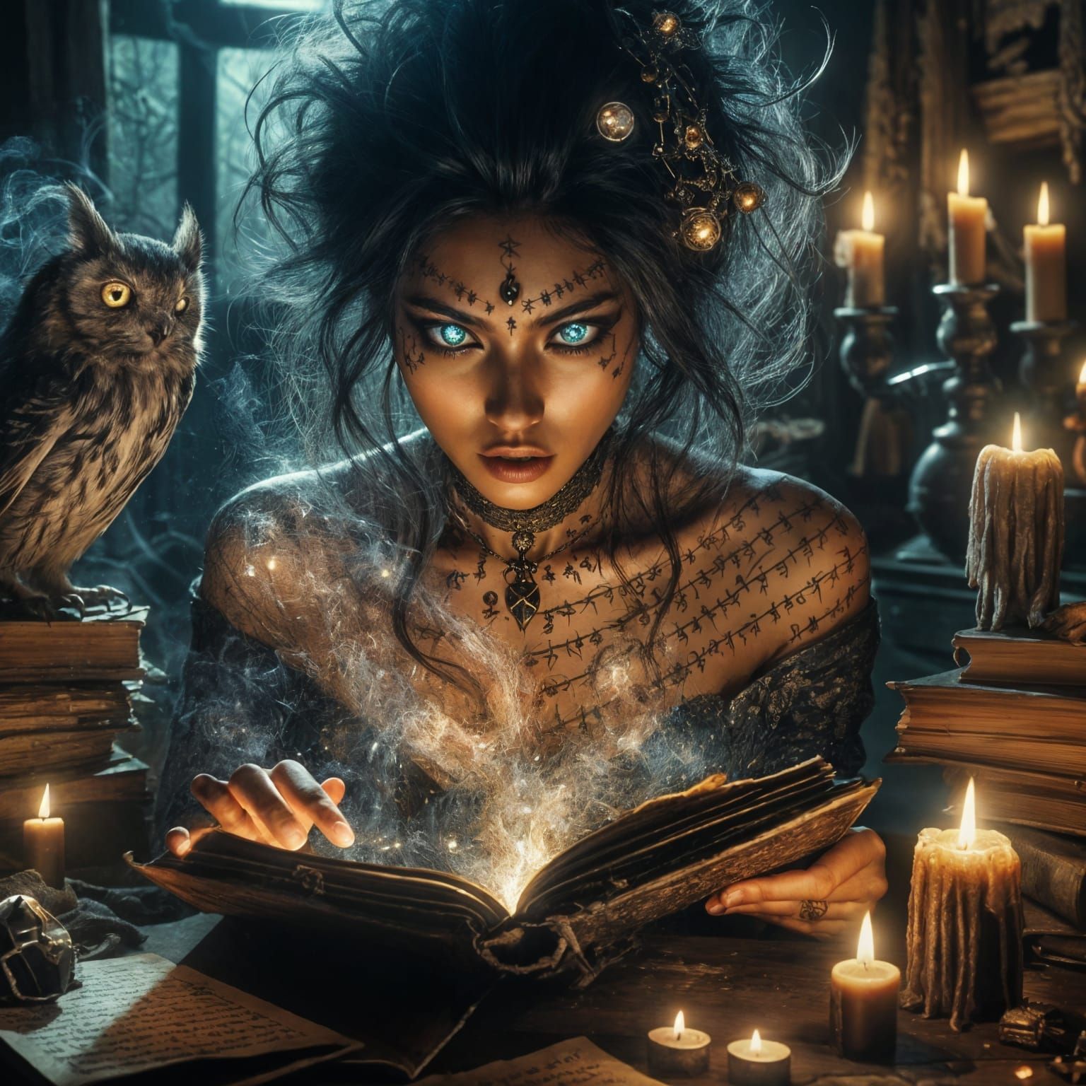 The witch and her book of spells