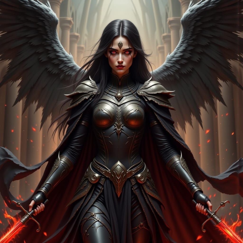 Dark Angel of Hell in Grimdark Fantasy Style