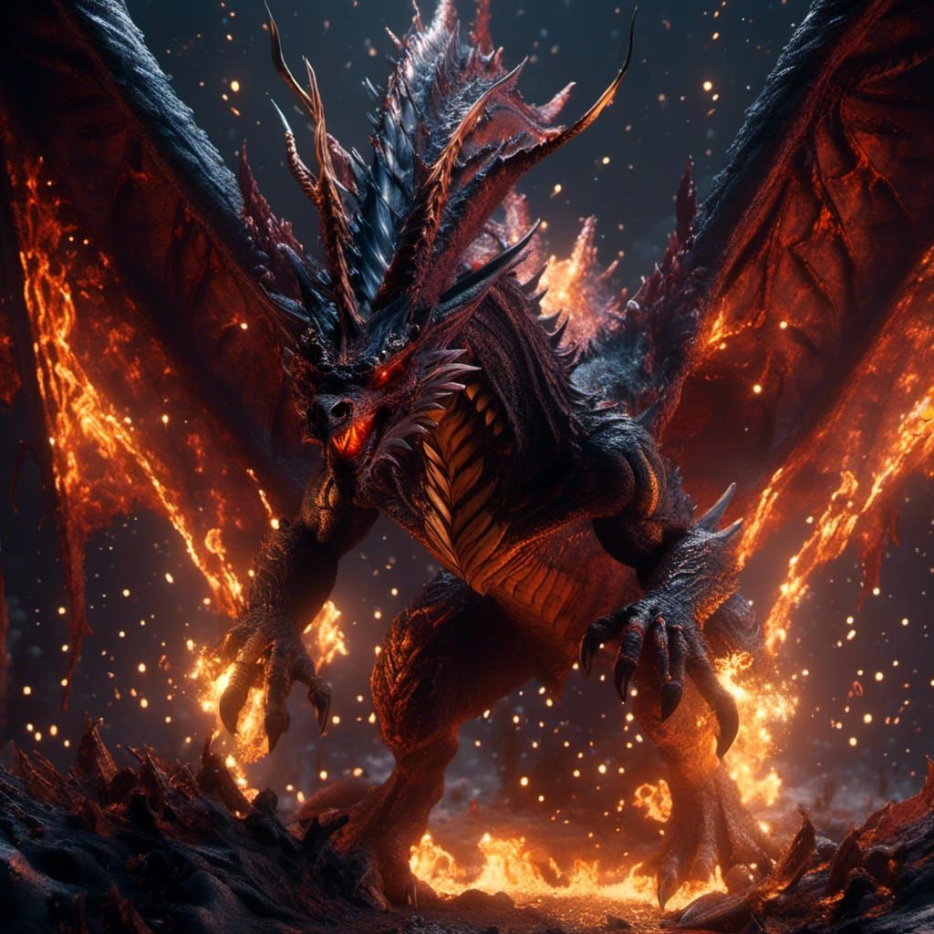 Epic Fiery Dragon in Photorealistic Render