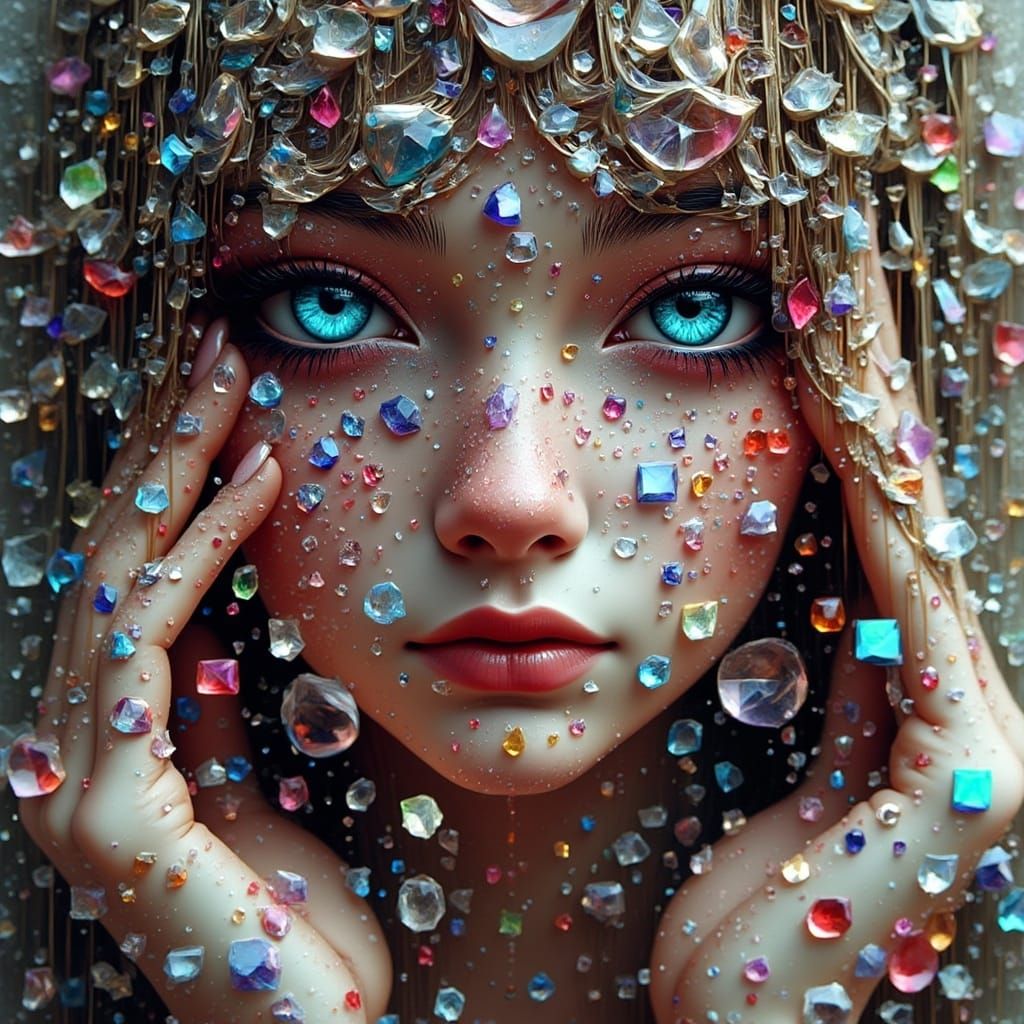 <lora:IntoMystic:1.0> Nobody gives a Flux Schnell , Imagination of A beautiful cyborg , aesthetic of glitches, errors, a...