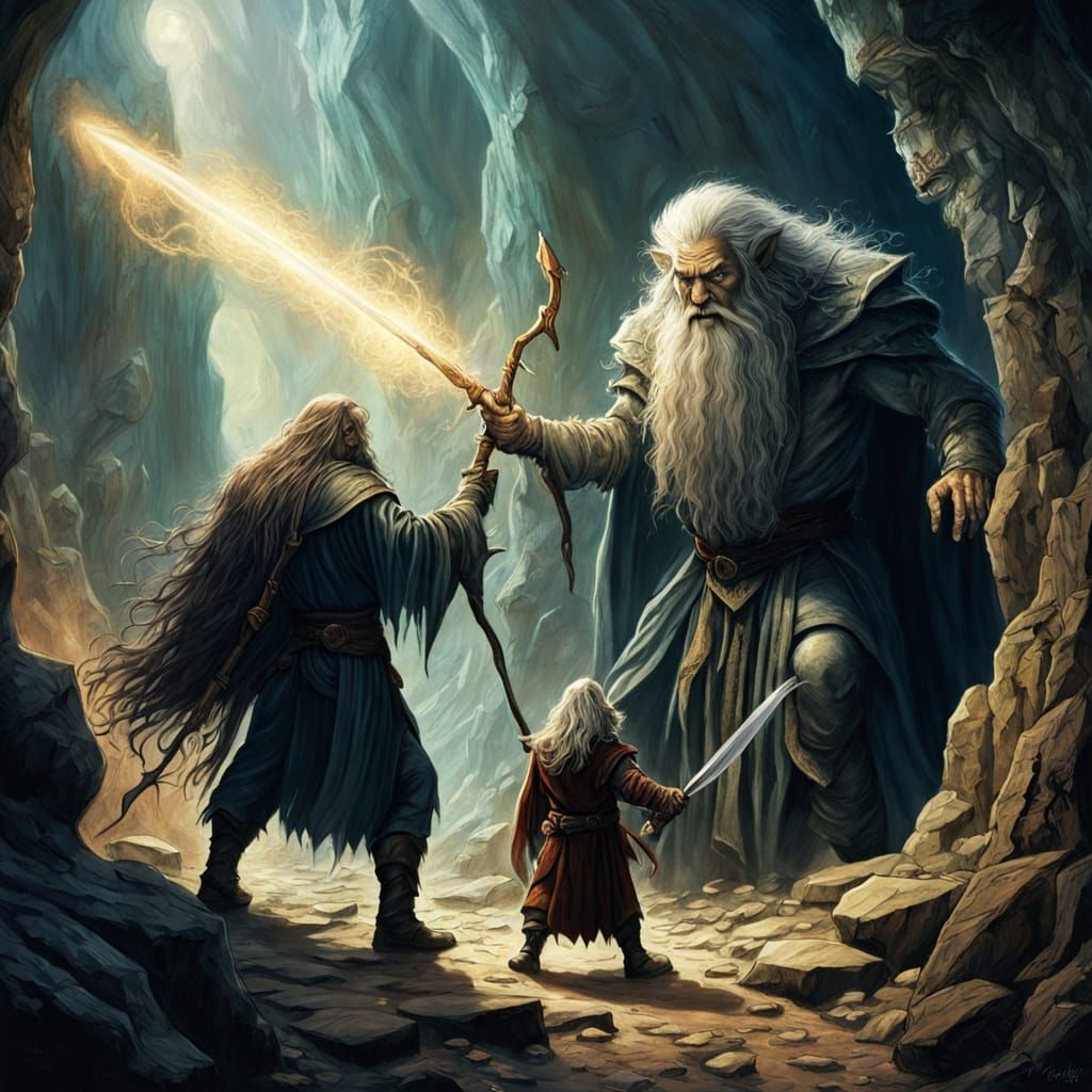 A John Howe style painting of The Lord of the Rings wizard f...