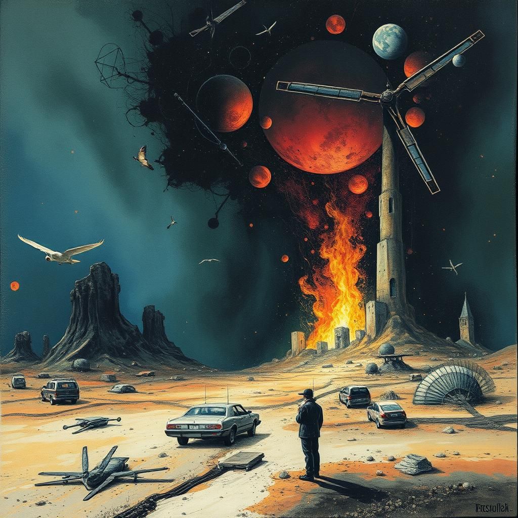 Surreal Dreamscape of Political Extremism in Alcohol Ink