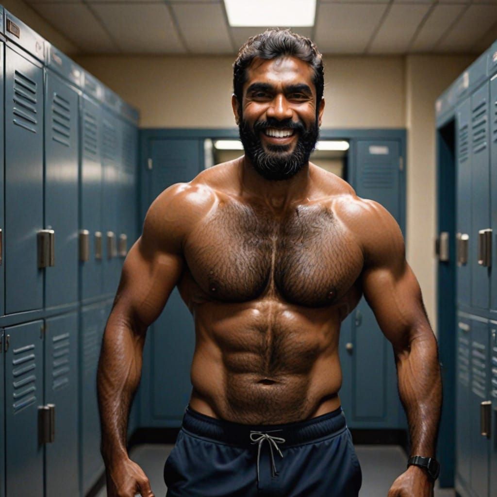 Hyper-Realistic Portrait of a Muscular Brown-Skinned Man in ...