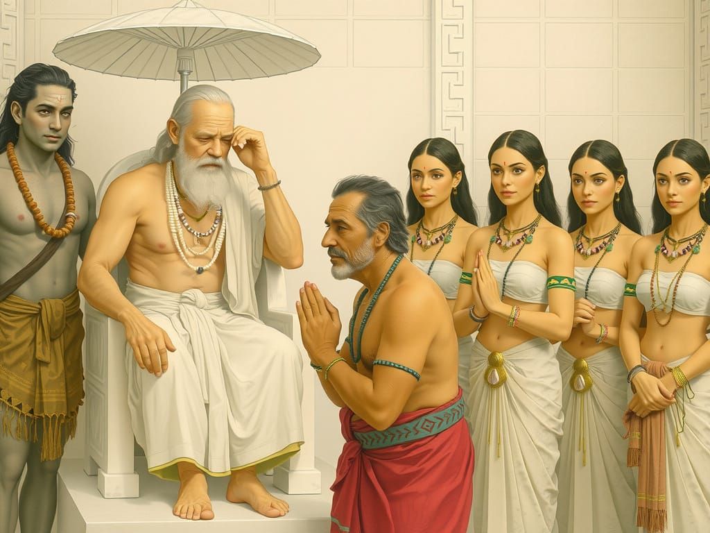 Indian Sage-King Seated on Ornate Throne