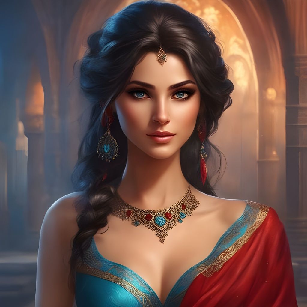 Stunning Iranian Girl Portrait in Splash Art Style