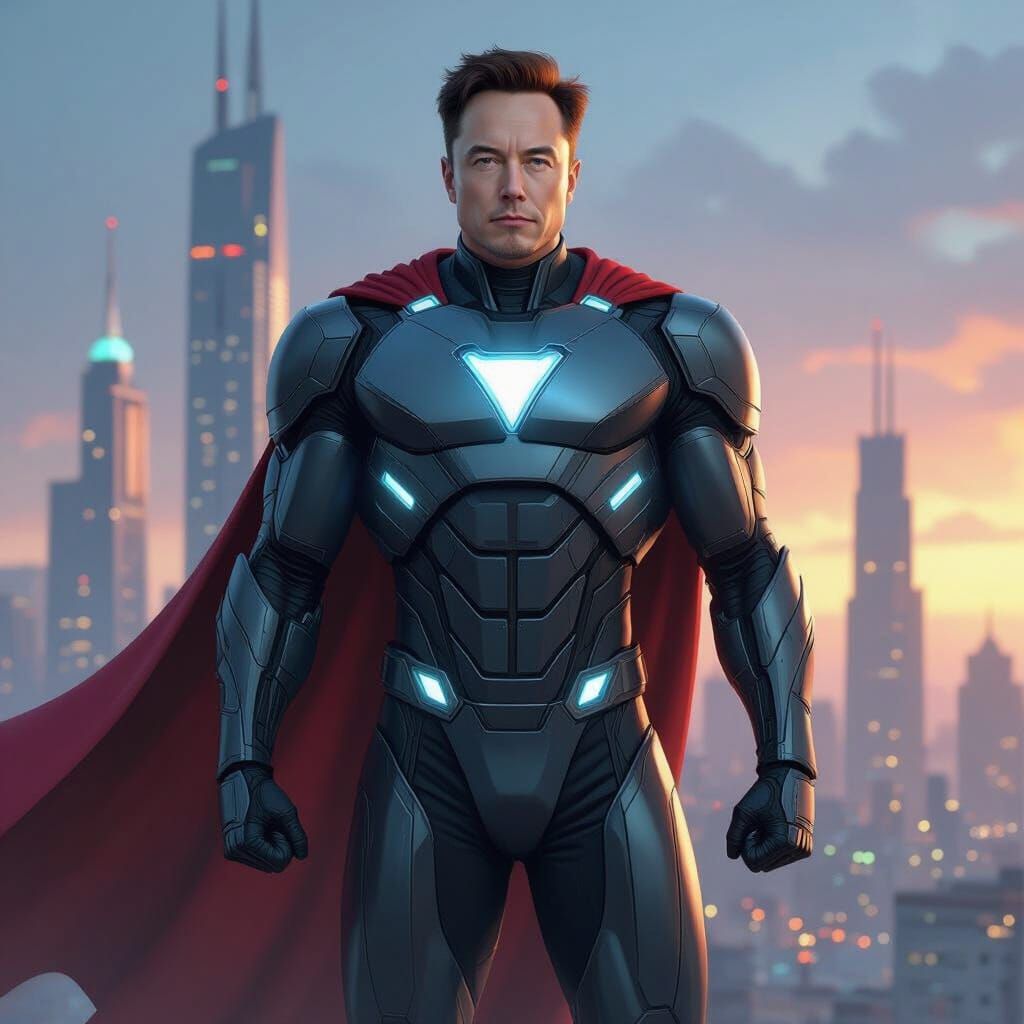 Elon Musk as Futuristic Comic Book Superhero