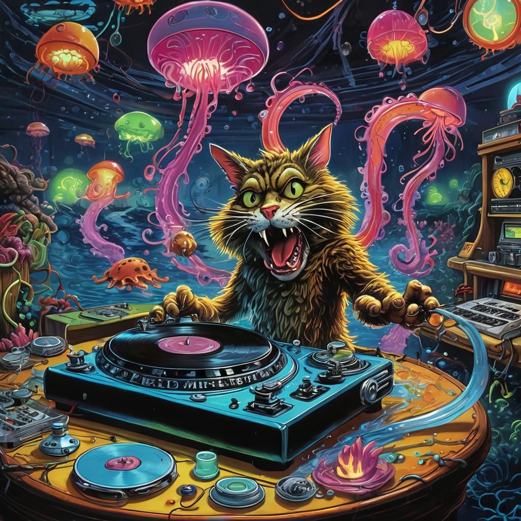 Ratfink Cat DJ at Underwater Disco