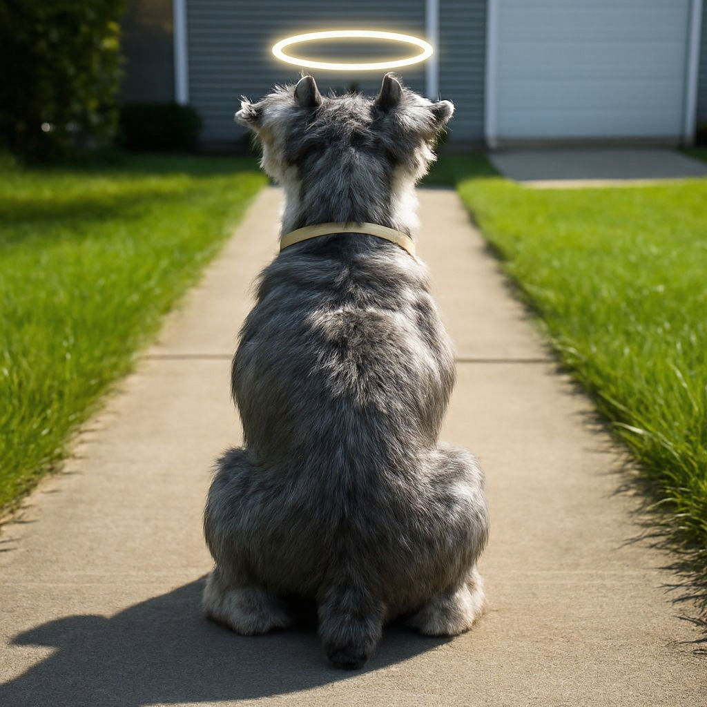 Miniature Schnauzer Sitting Patiently in Sunlight