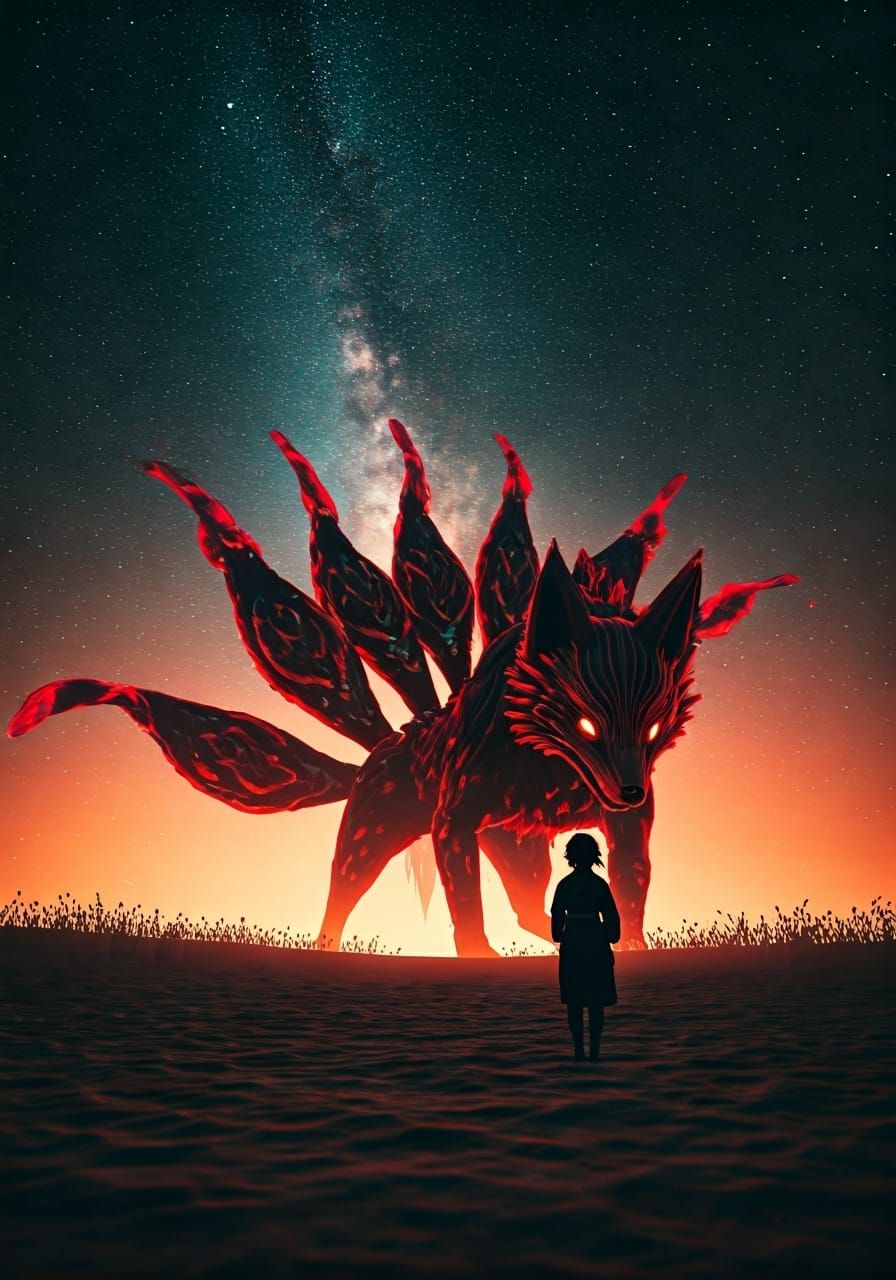 Ethereal Fox Monster Boss in Silhouette