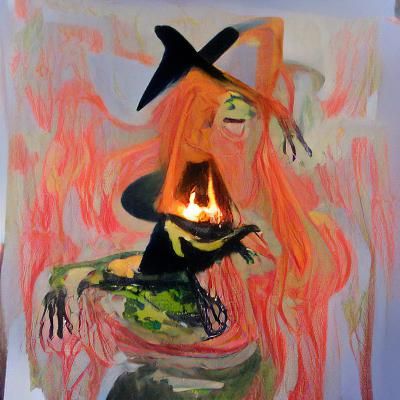 Expressionist Witch Burning Illustration