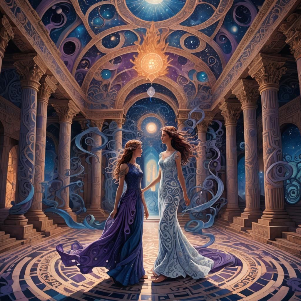 Surreal Temple of Eris Dreamscape in Abstract Vector Art