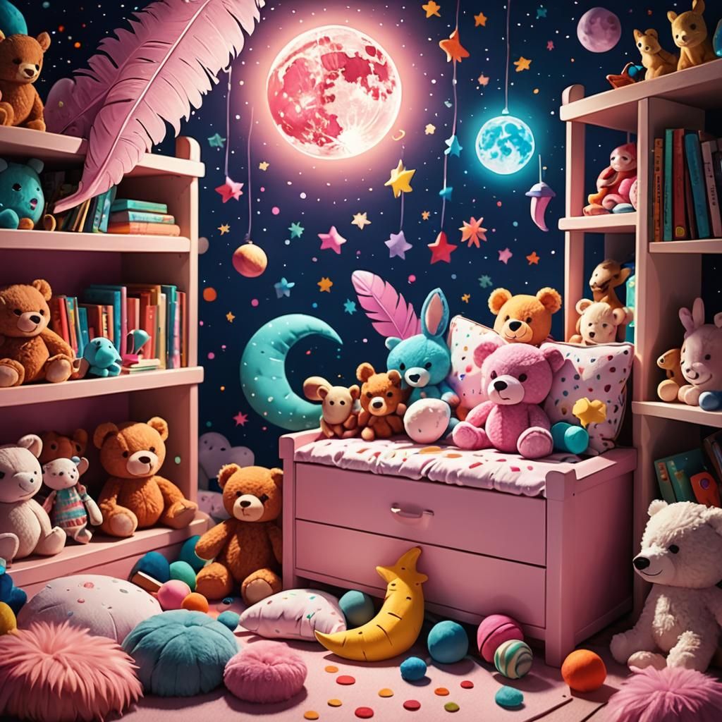 Vibrant Toy Box Illustration in Pastel Colors