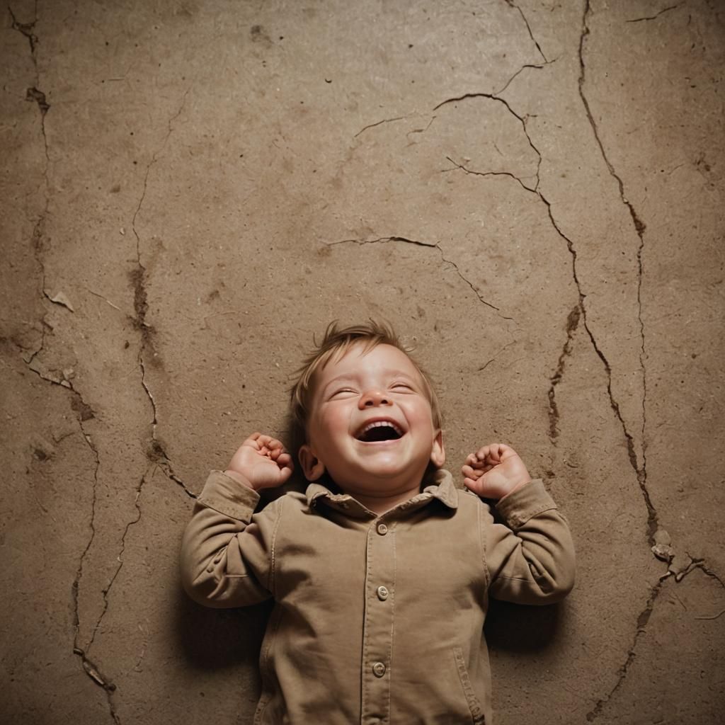 Laughing Boy Hides Eyes in Cinematic Still