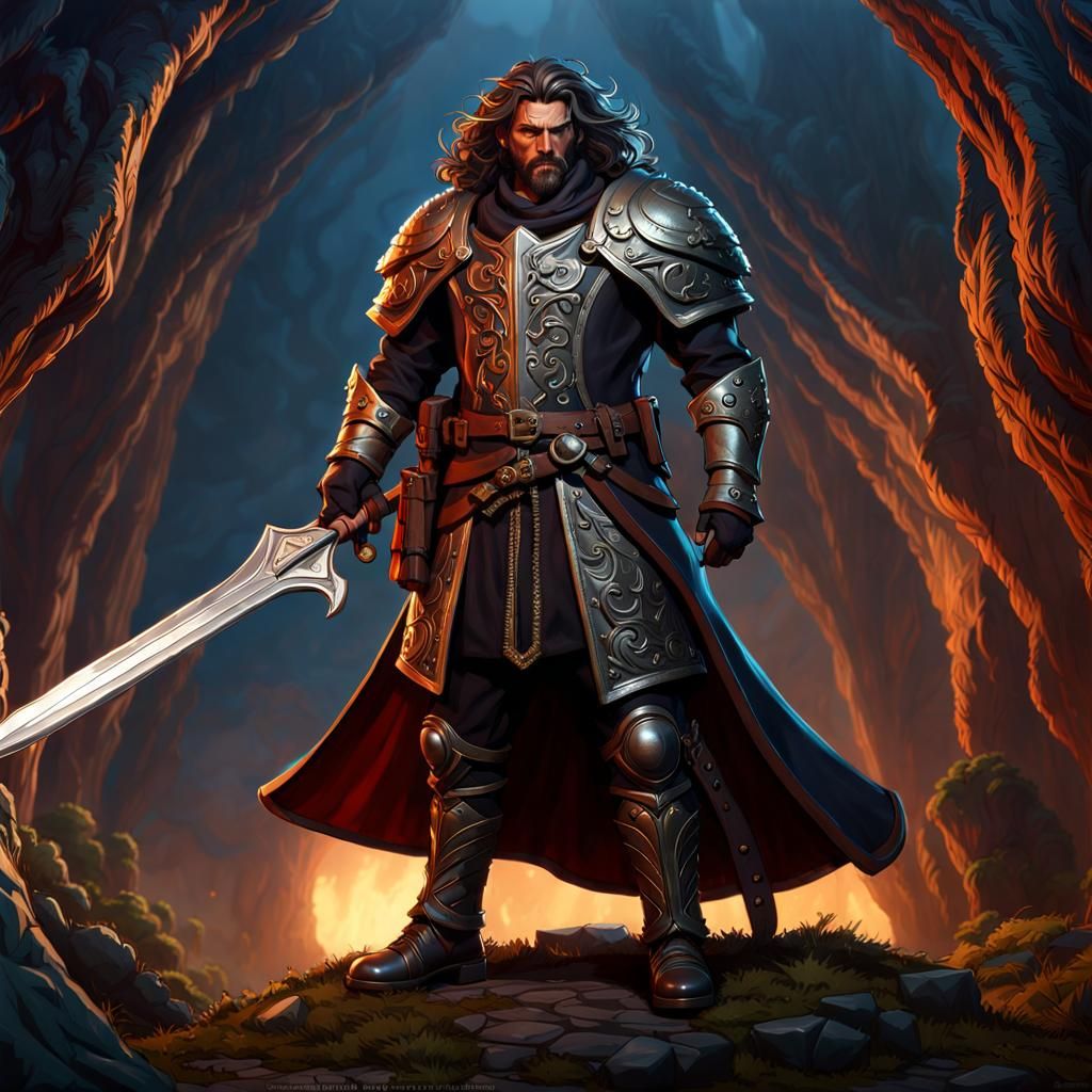 Realm Protector with Long Sword, Fantasy Art