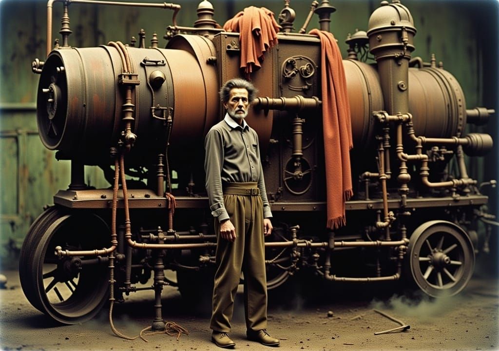 Steampunk Transformation: Old to Young in Comic Art Style