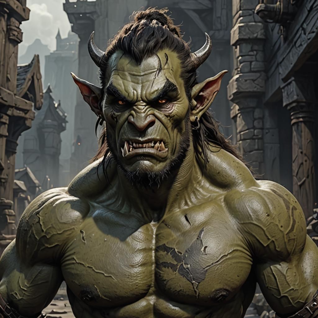 Handsome Muscular Orc with Chiseled Features