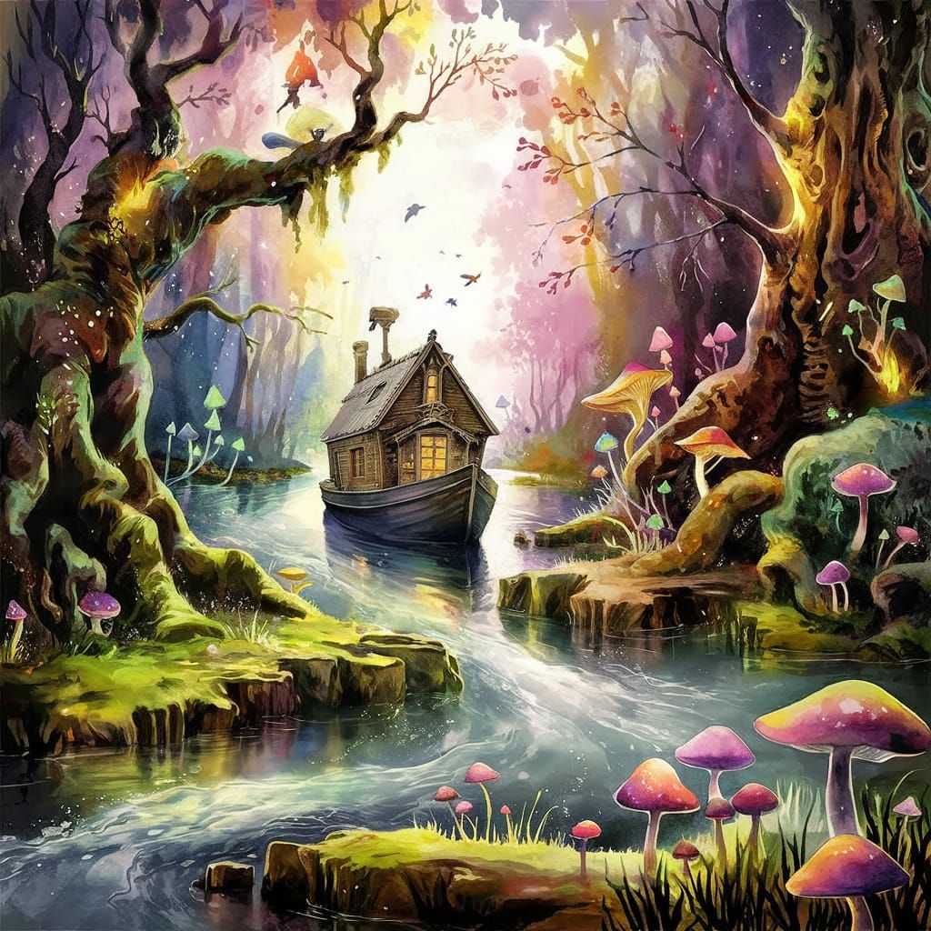 Houseboat Journey Through Enchanted Forest