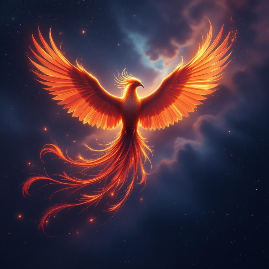 Phoenix Reborn From Ashes in Cosmic Nebula