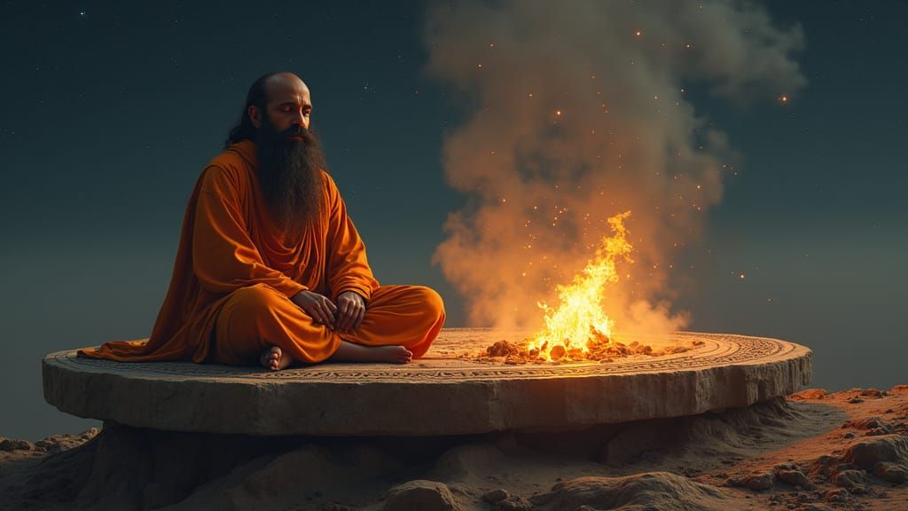 Ancient Sages Meditating in Cosmic Space