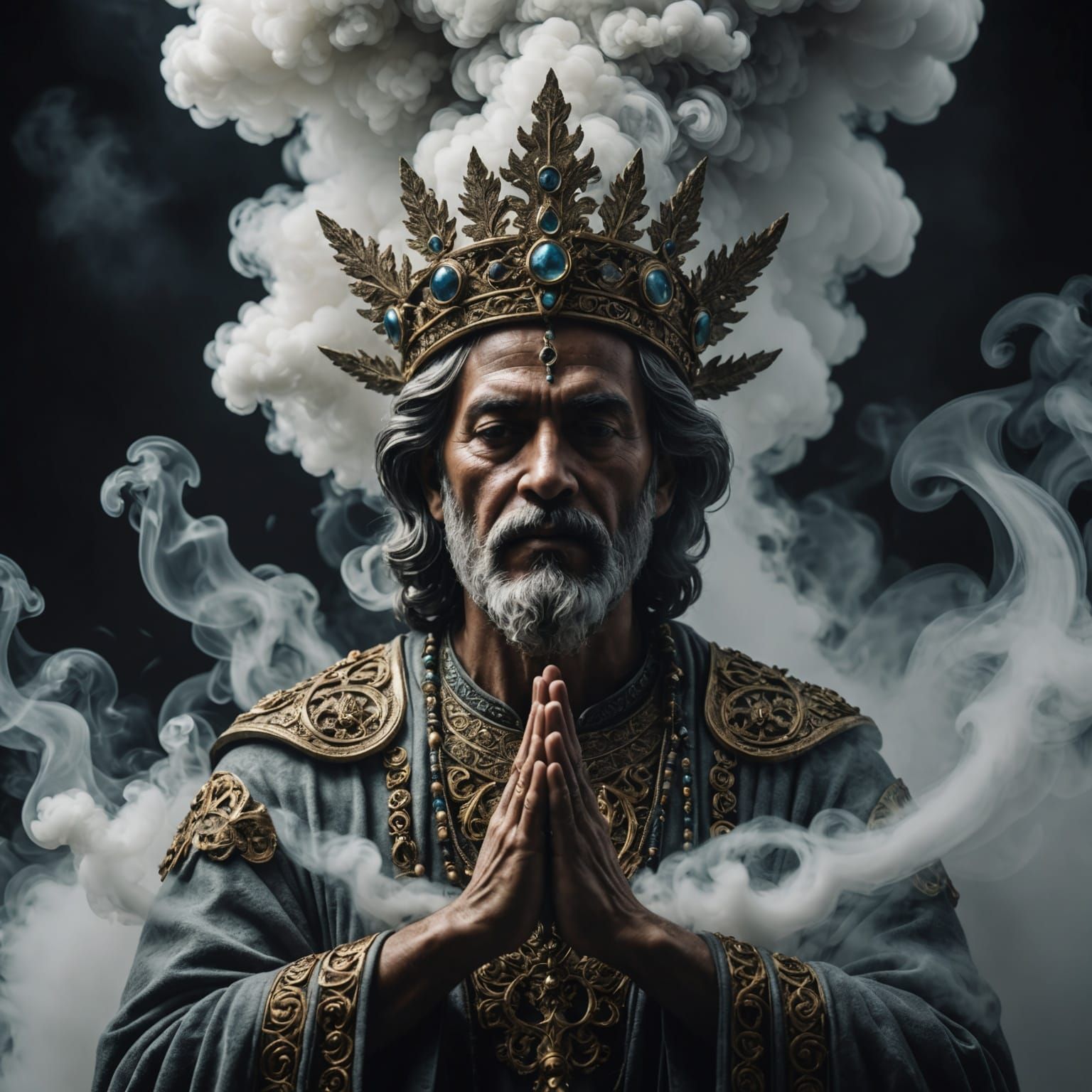 Iconic Spirit in Gray Smoke, 8K Resolution