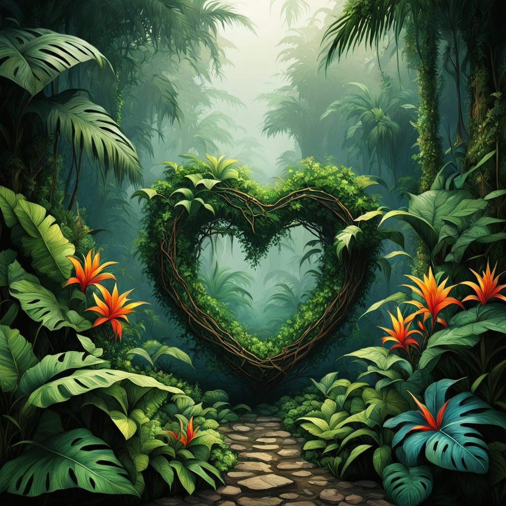 Heart of the Jungle in a Moody, Vibrant Tropical Setting