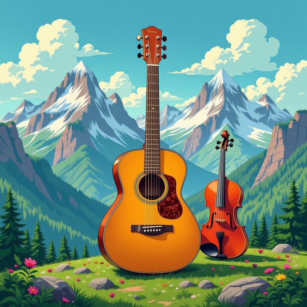 Musical Mountains: Guitar, Flute, Violin Peaks