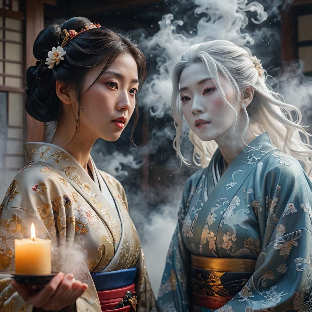 Mysterious Yūrei Ghosts in Art Nouveau Style