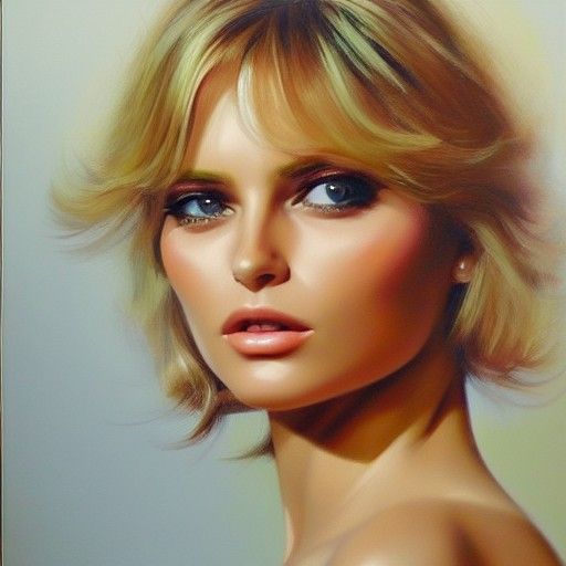 Glamorous 70s Woman in Oil Painting Style