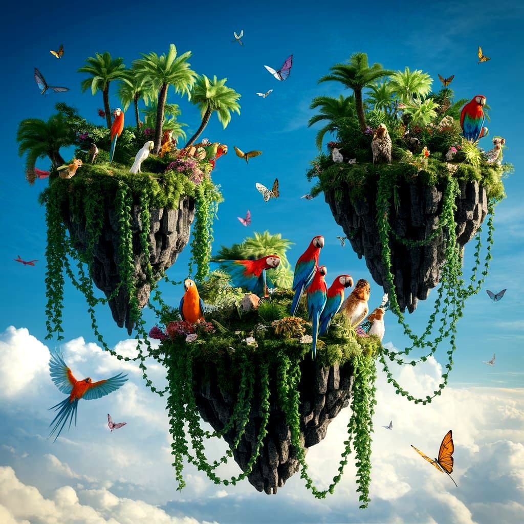 Fantasy Floating Islands in the Sky