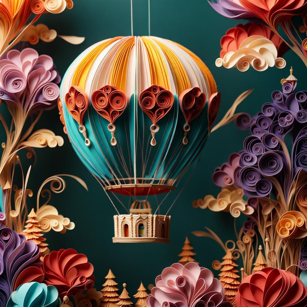 Fantasy Hot Air Balloon in Quilling Paper Craft