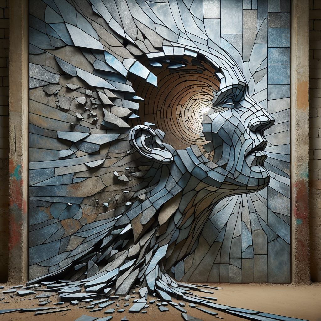 Shattered Stained Glass Head: Power of Expression