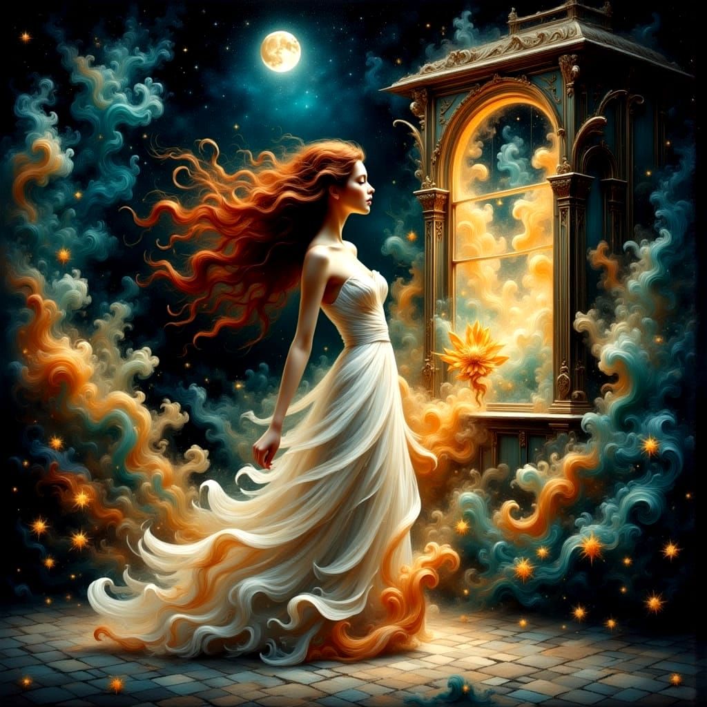 Enchanted Fantasy Girl Under Lunar Light