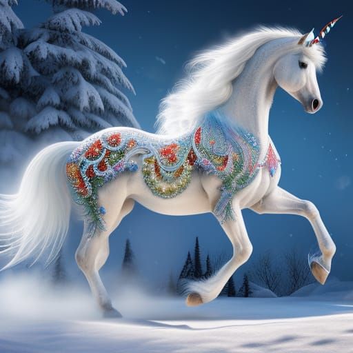 Icy Fantasy Unicorn Pegasus Concept Art