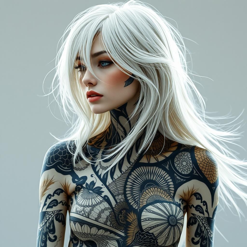 Abstract Body Art in Hypermodern Futuristic Style