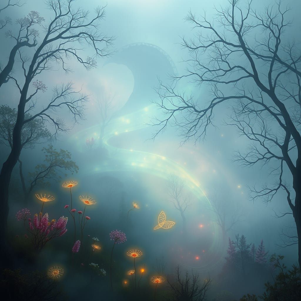 Dreamy, Surreal Landscape with Glowing Hues