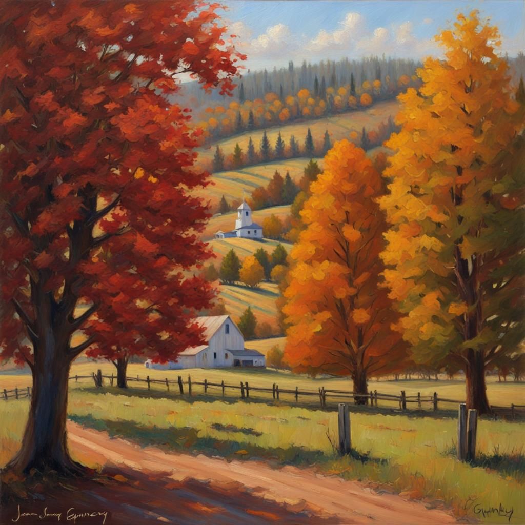 Autumn at Apple Hill Oil Painting