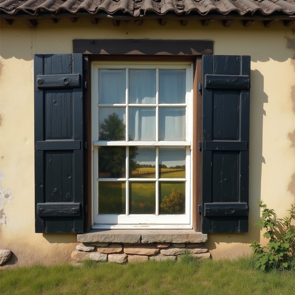 Farmhouse with Cozy Bay Window and Rustic Charm