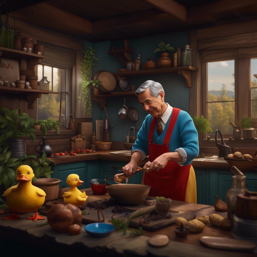 Mr. Rogers Cooks Duck: Detailed Matte Painting