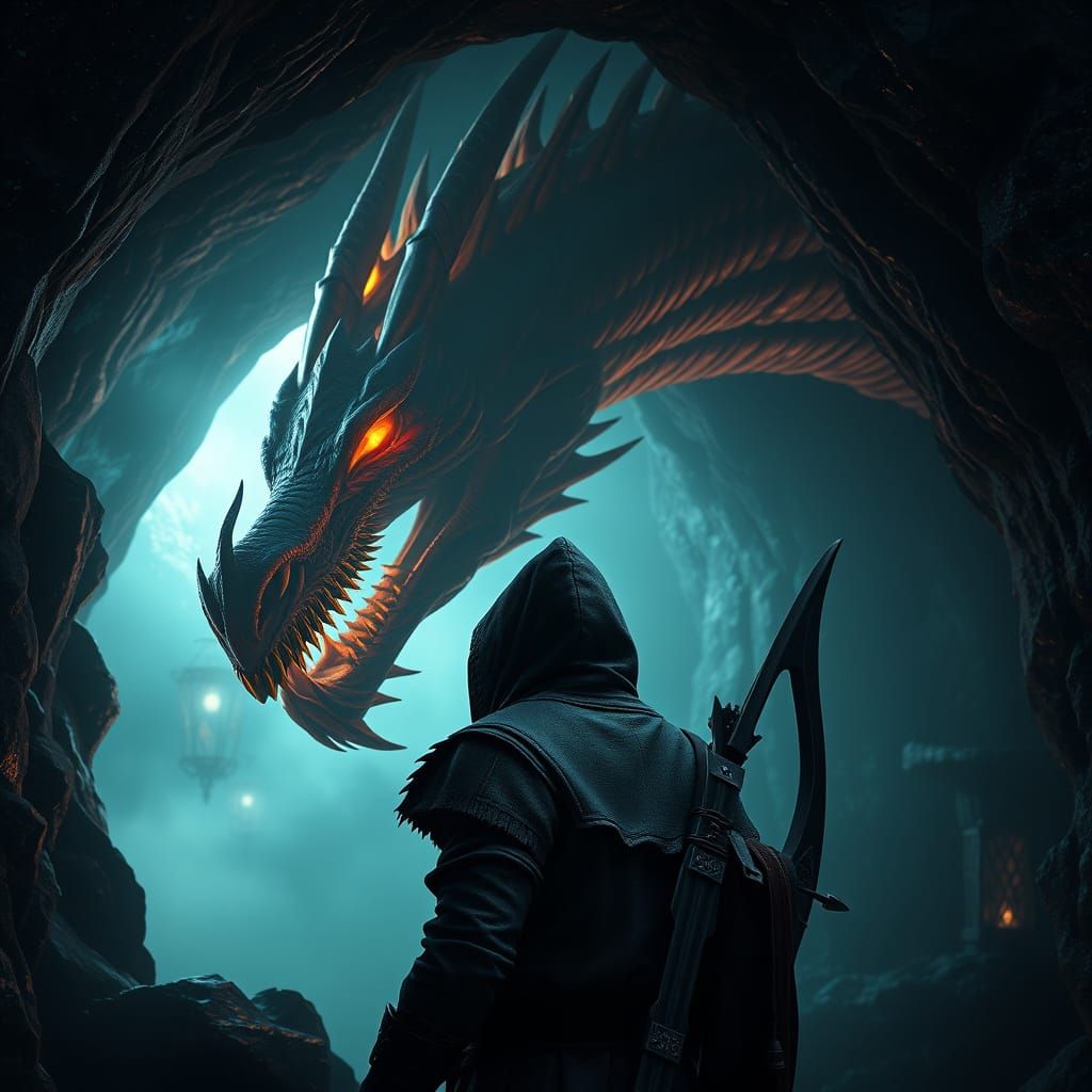 Ethereal Dragon Shadows in a Mystical Cave