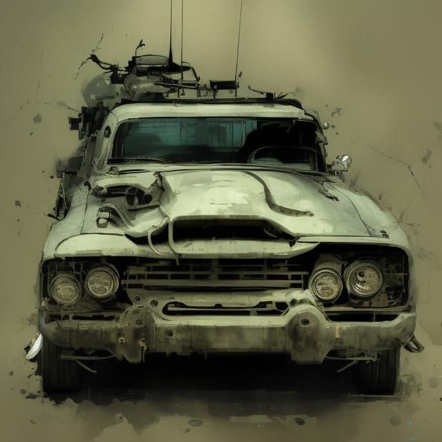 Vintage 1960s Car in Street Art Style