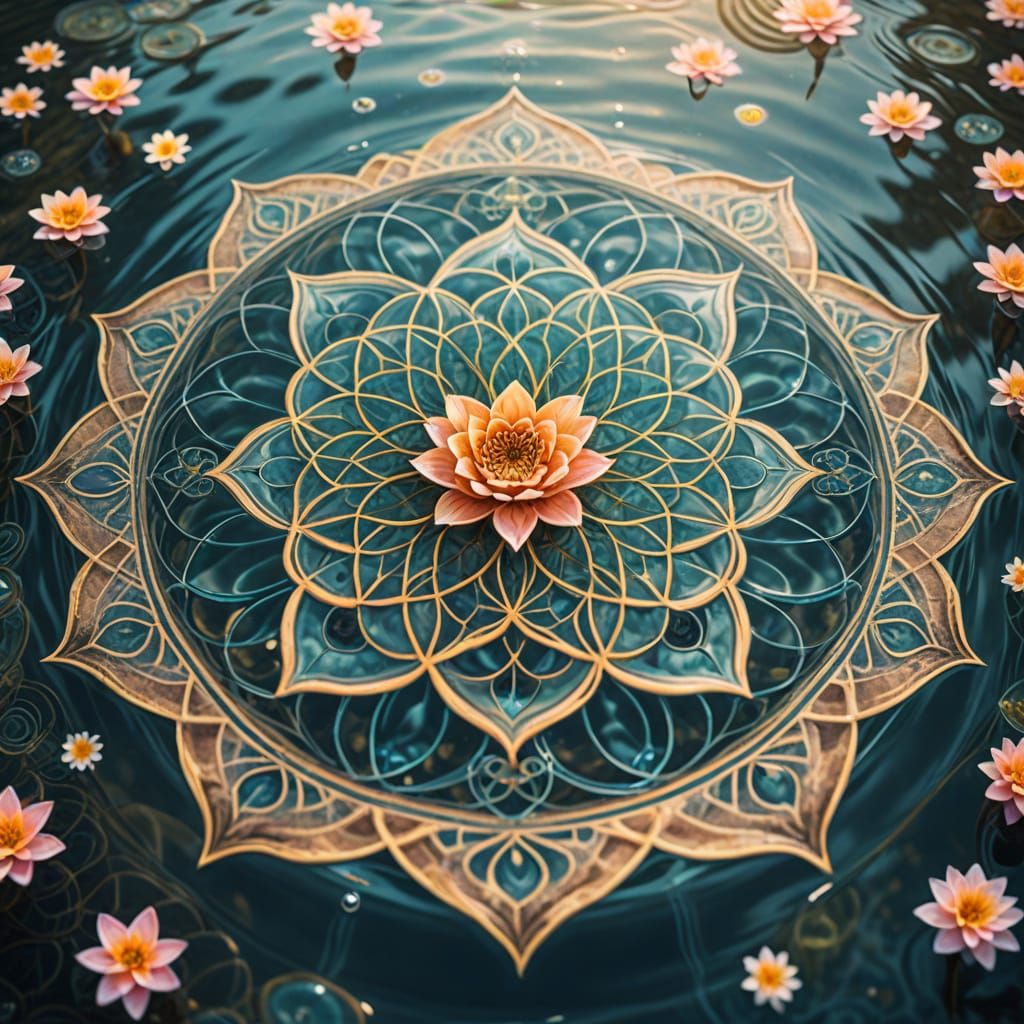 Sacred Geometry Art with Flower of Life Ripples