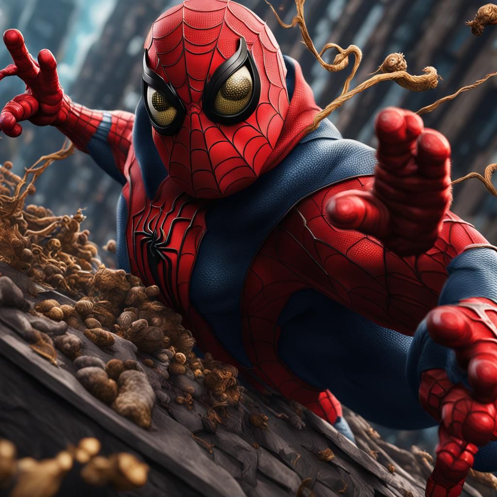 Guinea Pig as Spiderman: Detailed Digital Art