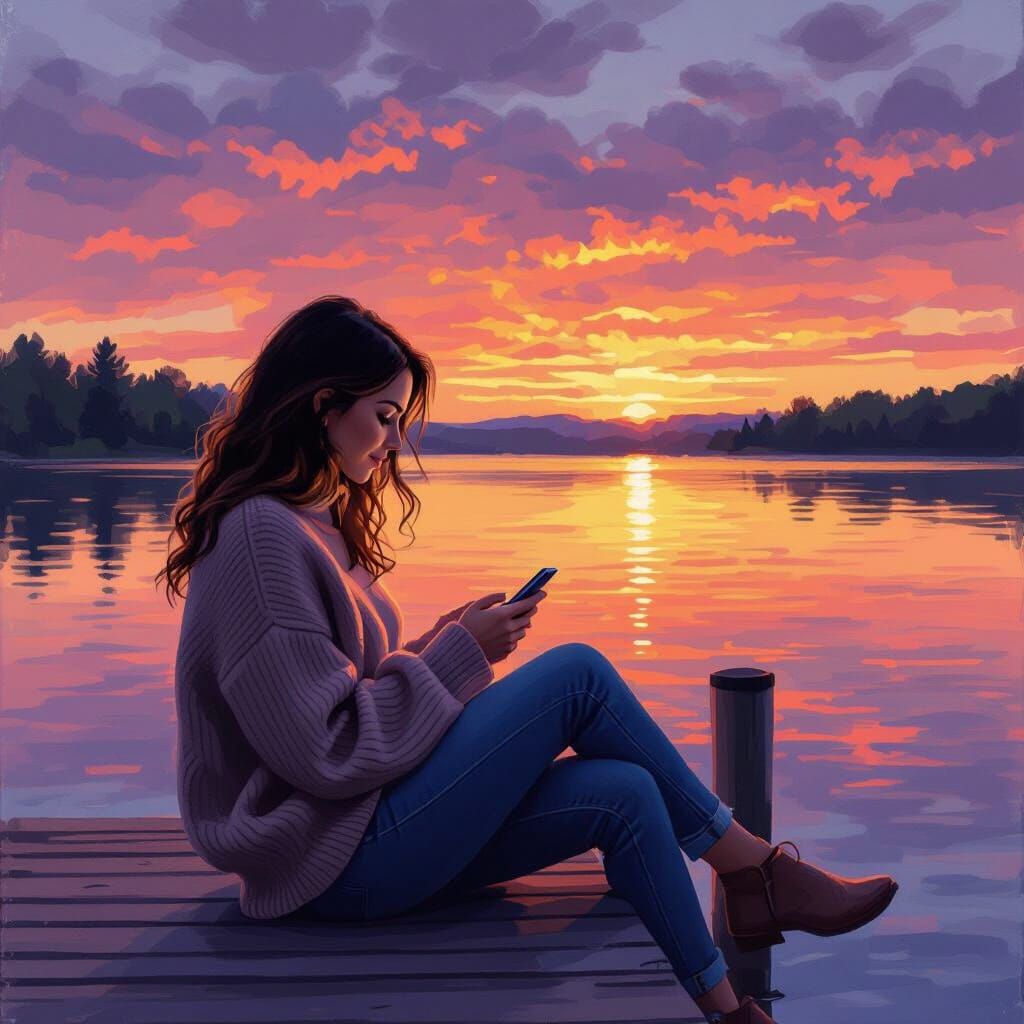 Lakeside Twilight Spanish Lesson in Impressionist Style