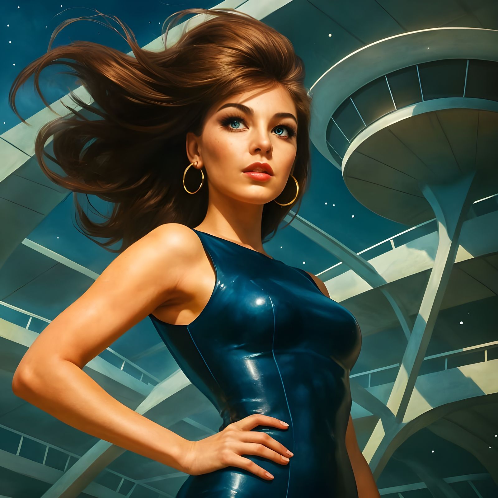 Futuristic Space Goddess in 1960s Chic