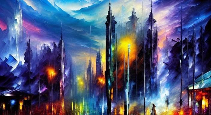 Futuristic Dystopian Religious Masterpiece in Polychromatic ...