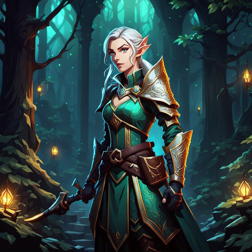 Detailed Elf Illustration in Anime Style