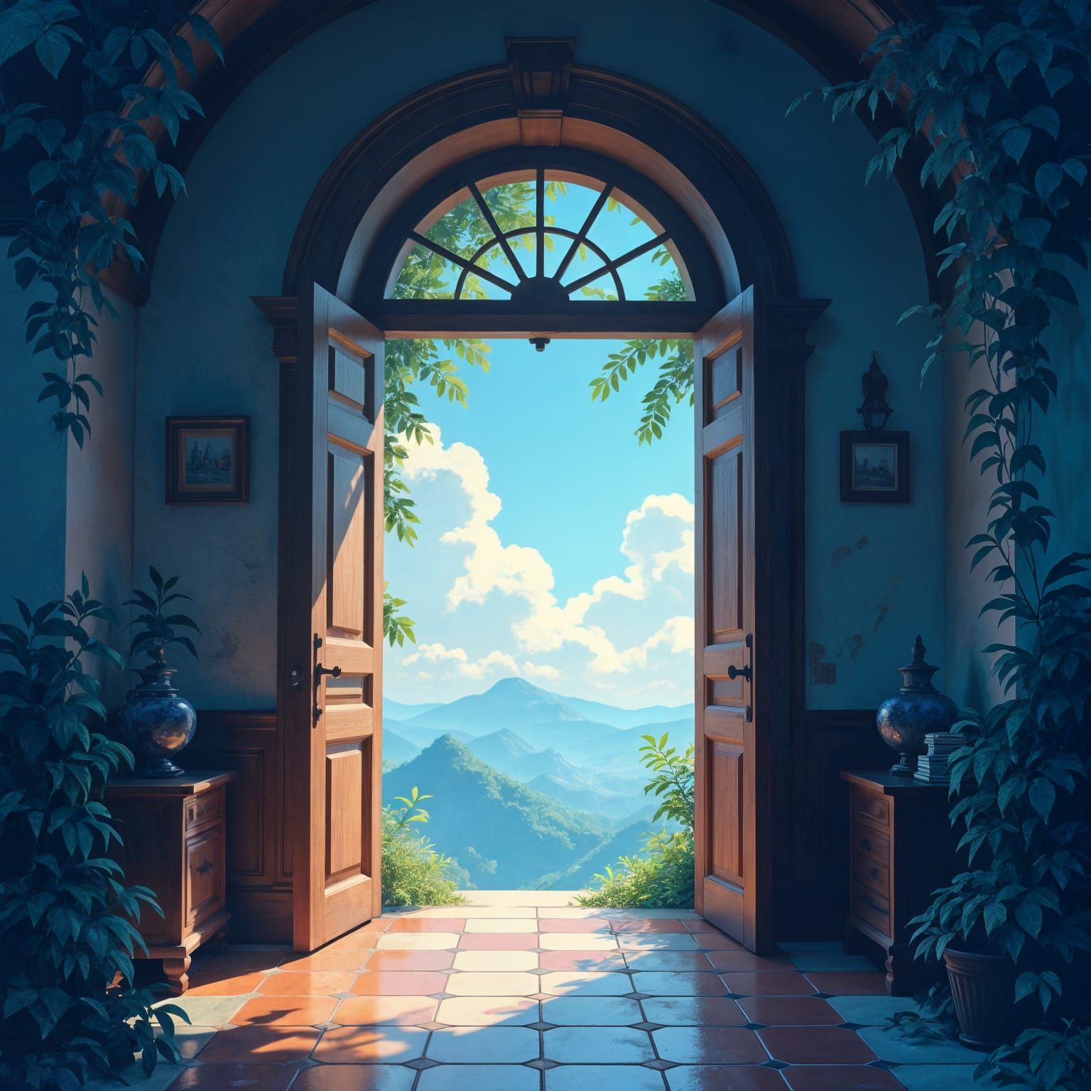 Doorway to Lucid Dream: Watercolor & Ink Illustration