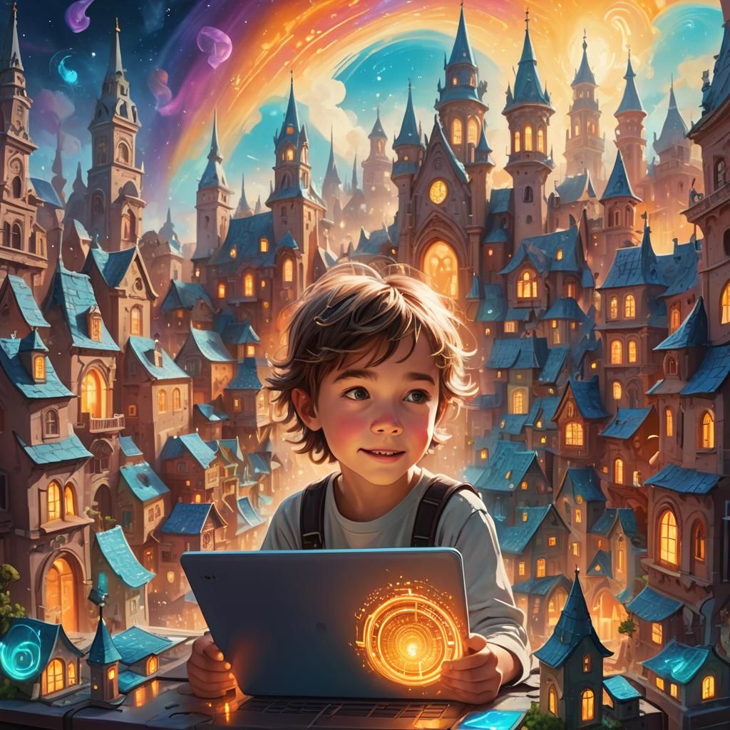 Magical Portal Opens on Computer Screen: Surreal Digital Art